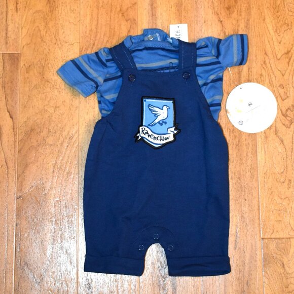 NWT‎ Box Lunch Harry Potter Ravenclaw 2 Piece Overall Outfit Sz 3 Months - Picture 1 of 5